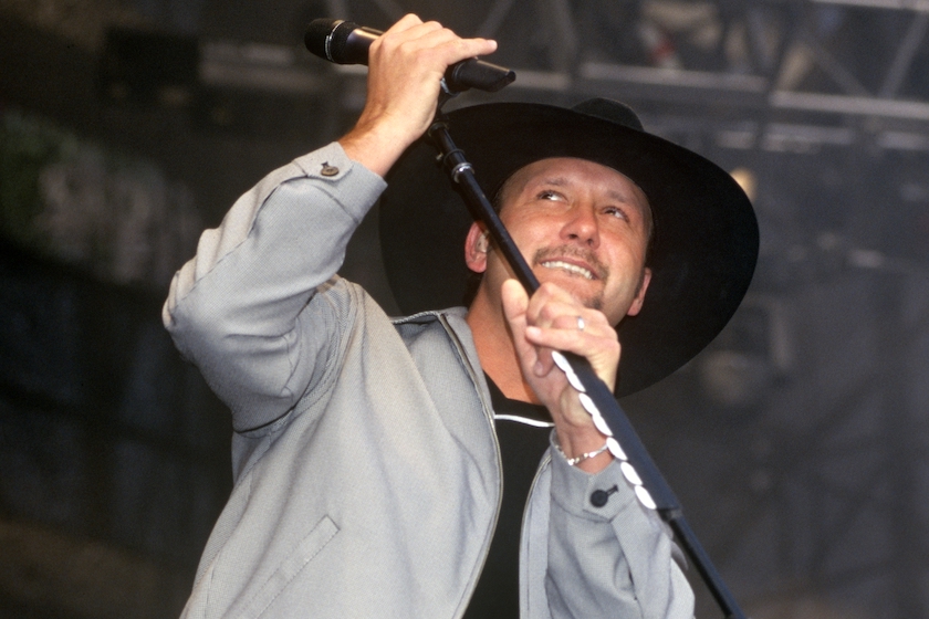 Tim McGraw performs during the George Strait Music Festival at Oakland Coliseum on April 26, 1998 in Oakland, California.