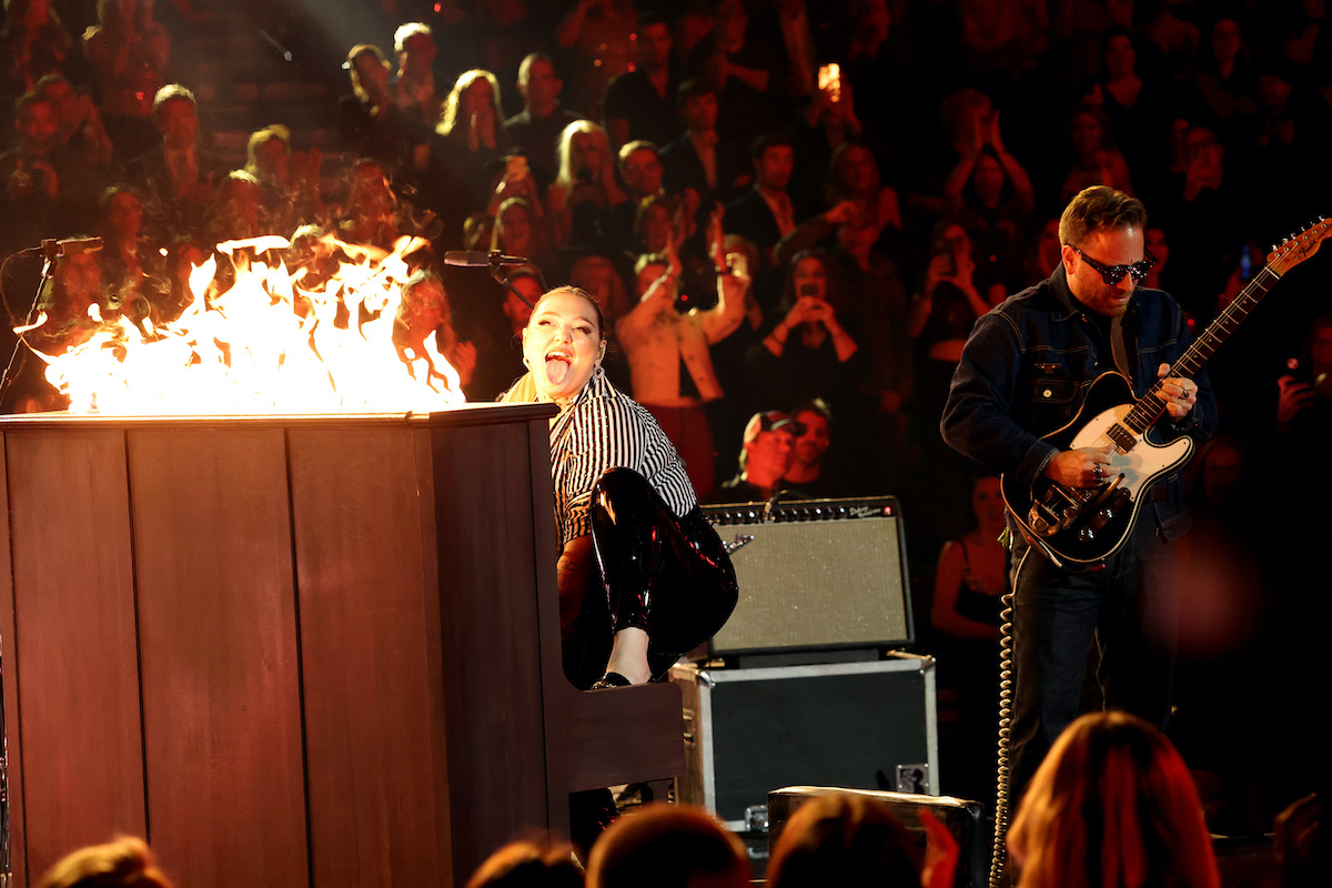 NASHVILLE, TENNESSEE - NOVEMBER 09: Elle King and Dan Auerbach of The Black Keys perform onstage at The 56th Annual CMA Awards at Bridgestone Arena on November 09, 2022 in Nashville, Tennessee.