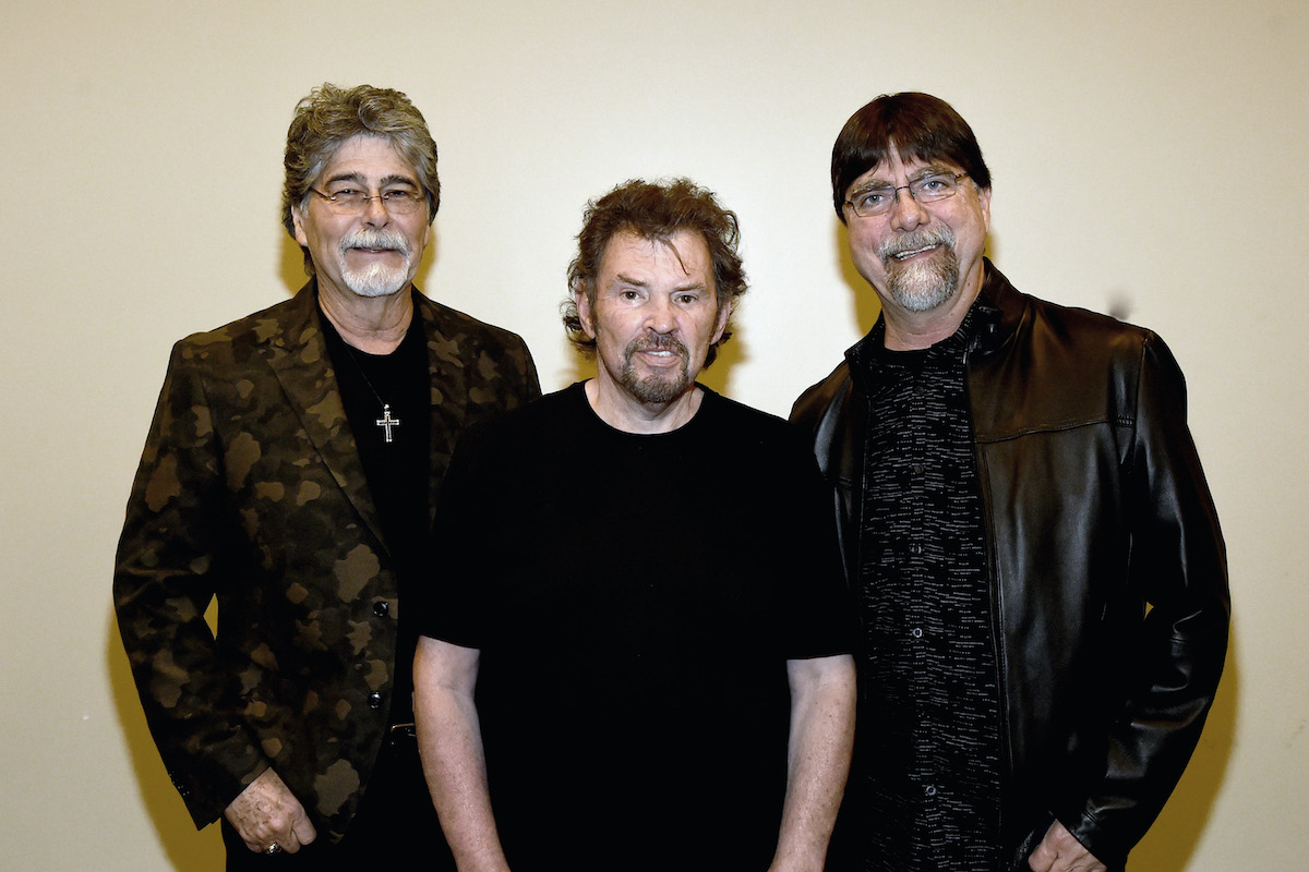 NASHVILLE, TN - NOVEMBER 05: (L-R) Alabama's Randy Owen, Jeff Cook and Teddy Gentry backstage during The Country Music Hall of Fame and Museum Presents an Interview with Alabama at The Country Music Hall of Fame and Museum in The CMA Theater on November 5, 2016 in Nashville, Tennessee.