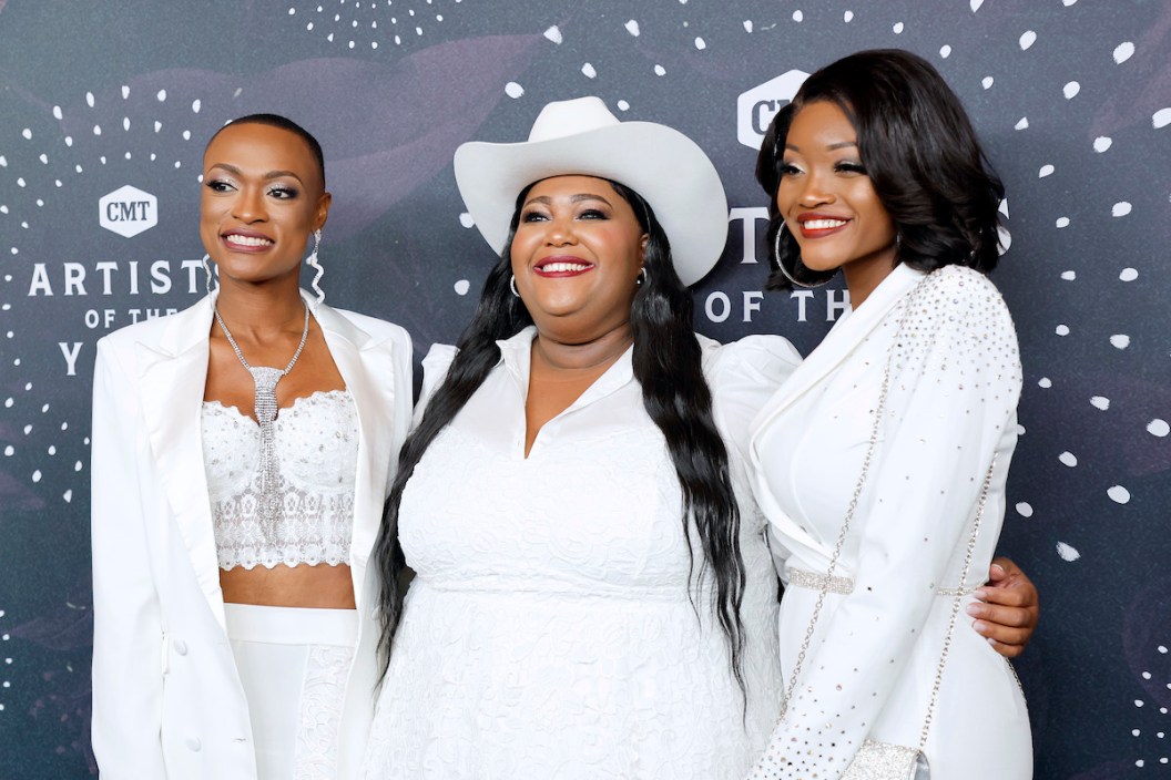 NASHVILLE, TENNESSEE - OCTOBER 12: (L-R) Trea Swindle, Danica Hart and Devynn Hart of Chapel Hart attend the 2022 CMT Artists Of The Year at Schermerhorn Symphony Center on October 12, 2022 in Nashville, Tennessee.