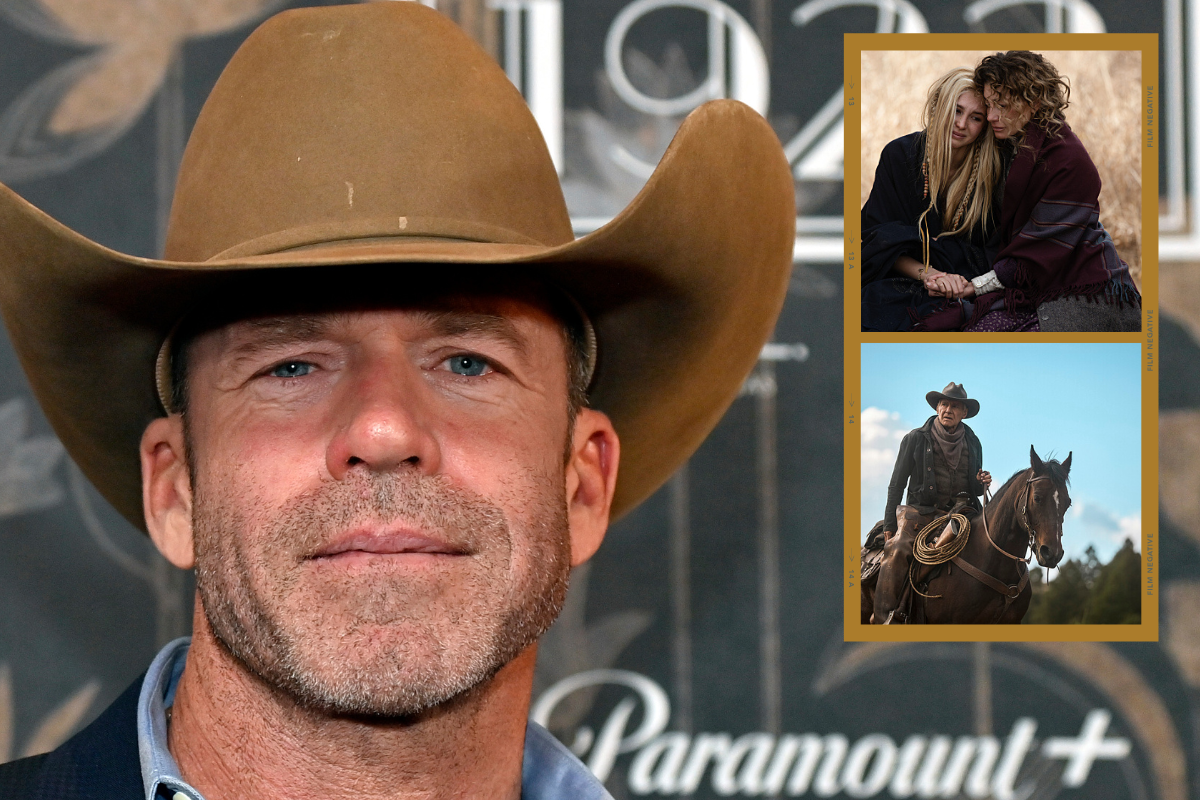 Taylor Sheridan attends the "1923" Las Vegas premiere screening the Encore Theater at Wynn Las Vegas on December 03, 2022 in Las Vegas, Nevada. / Faith Hill and Isabel May in '1883'/ Harrison Ford in '1923'