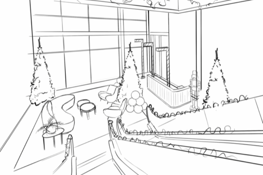 Sketch of Time for Him to Come Home for Christmas for the Hallmark Channel