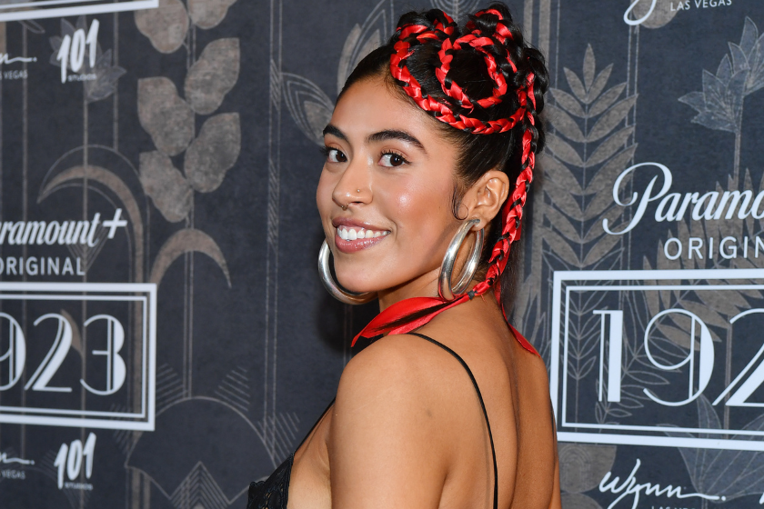 Aminah Nieves attends the "1923" Las Vegas premiere screening the Encore Theater at Wynn Las Vegas on December 03, 2022 in Las Vegas, Nevada