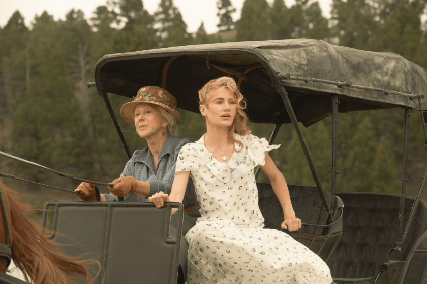 Helen Mirren as Cara Dutton and Michelle Randolph as Elizabeth Strafford of the Paramount+ series 1923