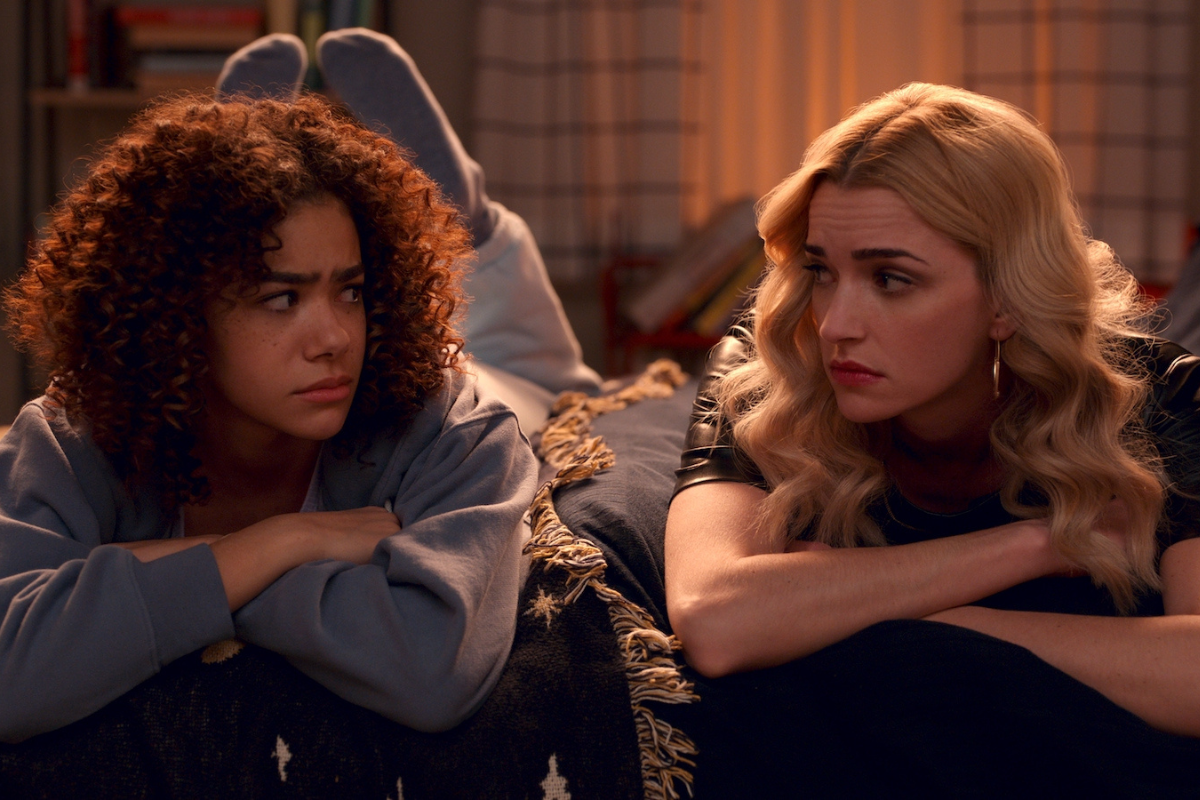 Antonia Gentry and Brianne Howey in Ginny & Georgia season 2.