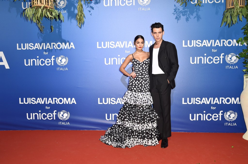 PORTO CERVO, ITALY - AUGUST 09: Vanessa Hudgens and Austin Butler attend the photocall at the Unicef Summer Gala Presented by Luisaviaroma at on August 09, 2019 in Porto Cervo, Italy. 