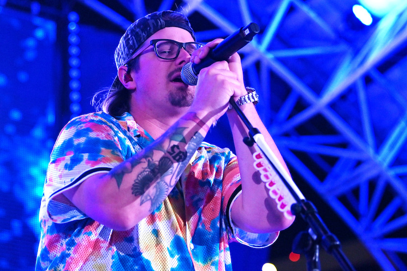 LAS VEGAS, NEVADA - JUNE 05: Country singer and songwriter Hardy performs during The Last Lap closing party as part of the Dustin Lynch Pool Situation: Vegas weekend at Daylight Beach Club at Mandalay Bay Resort and Casino on June 05, 2021 in Las Vegas, Nevada. 