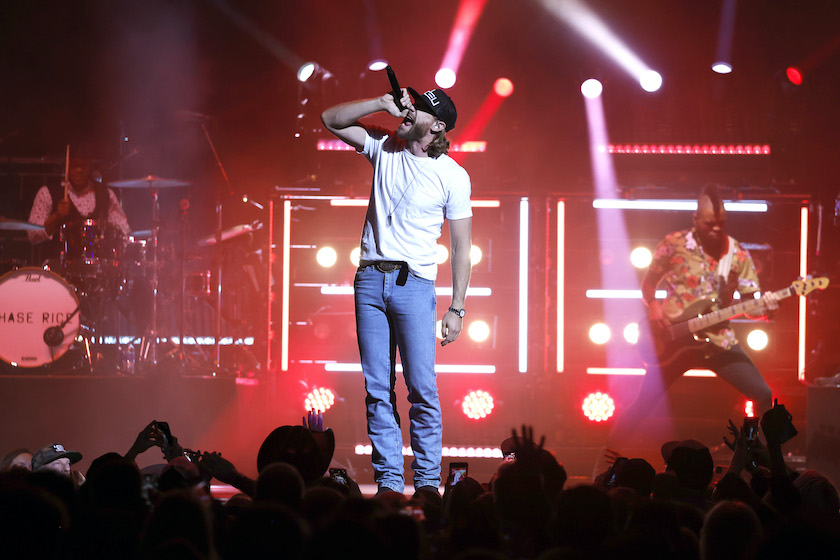 NASHVILLE, TENNESSEE - OCTOBER 14: Country artist Chase Rice performs at Bridgestone Arena on October 14, 2022 in Nashville, Tennessee.