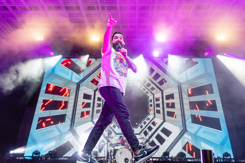AUSTIN, TEXAS - OCTOBER 18: Jeremy McKinnon of A Day to Remember performs in concert at Moody Amphitheater at Waterloo Park on October 18, 2022 in Austin, Texas. 