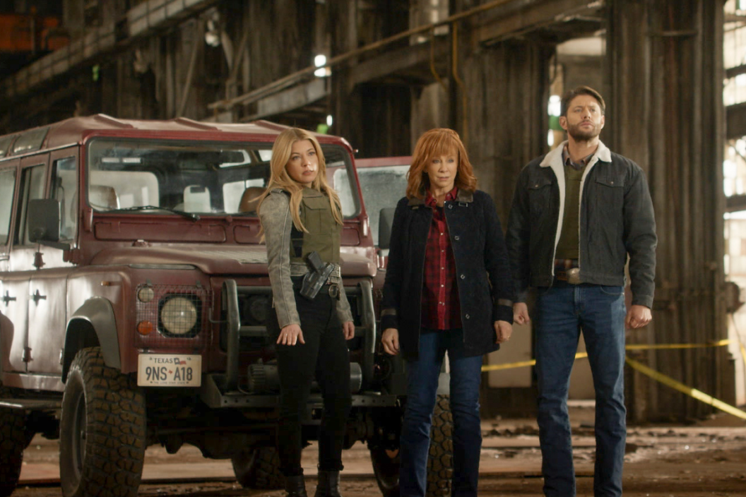 Katheryn Winnick, Reba McEntire and Jensen Ackles in "Big Sky"