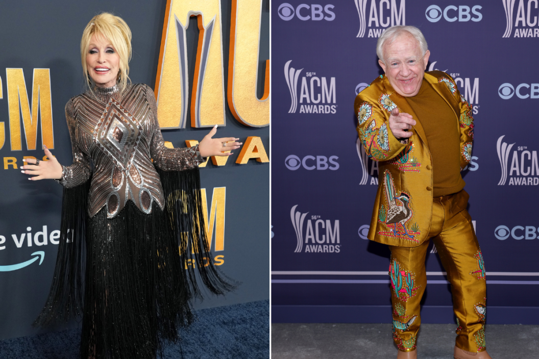 LAS VEGAS, NEVADA - MARCH 07: Dolly Parton attends the 57th Academy of Country Music Awards at Allegiant Stadium on March 07, 2022 in Las Vegas, Nevada and NASHVILLE, TENNESSEE - APRIL 18: In this image released on April 18, Leslie Jordan attends the 56th Academy of Country Music Awards at the Grand Ole Opry on April 18, 2021 in Nashville, Tennessee.