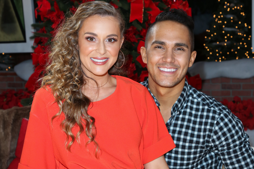 Actors Alexa PenaVega (L) and Carlos PenaVega (R) visit Hallmark's "Home & Family" at Universal Studios Hollywood on December 04, 2018 in Universal City, California