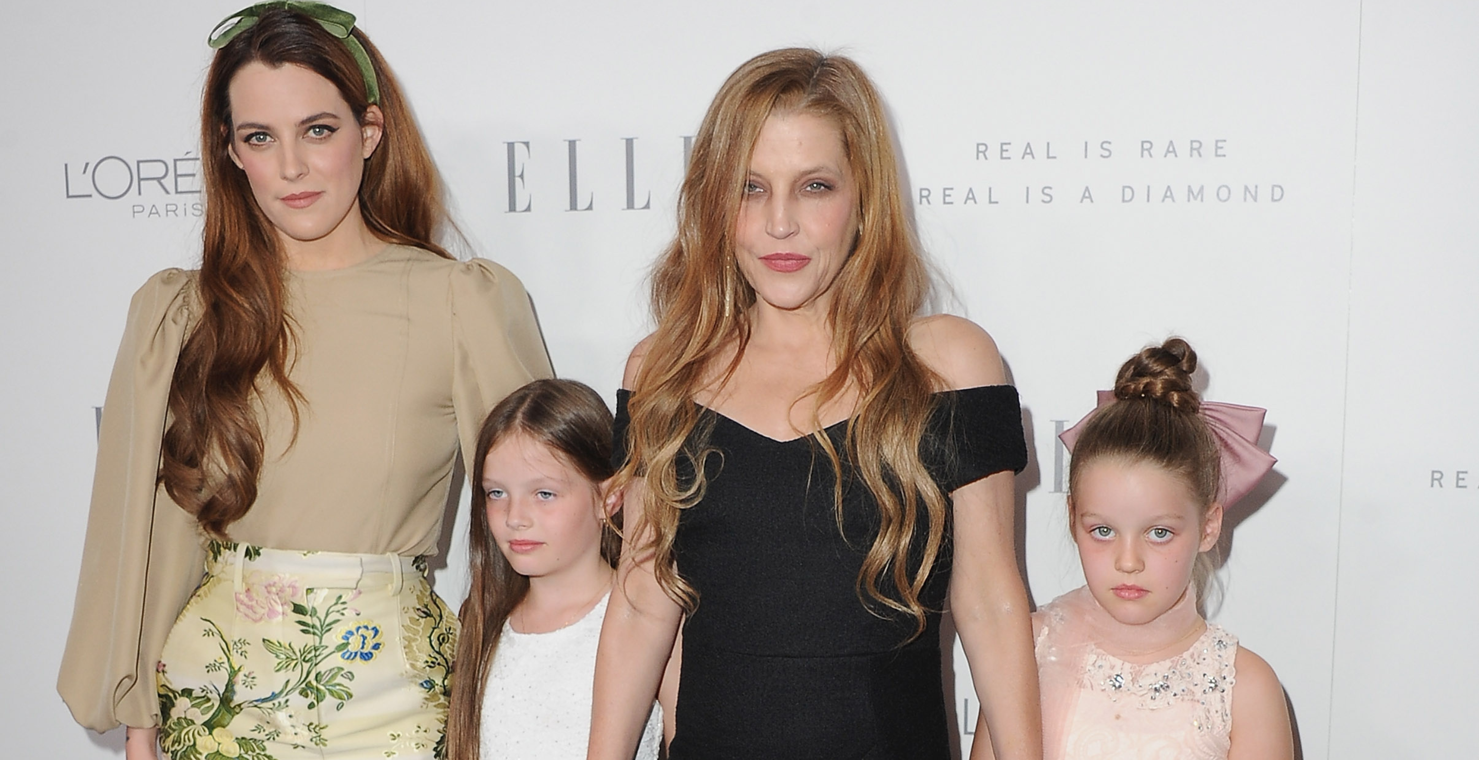 Riley Keough and Lisa Marie Presley arrive at ELLE's 24th Annual Women in Hollywood Celebration at Four Seasons Hotel Los Angeles at Beverly Hills on October 16, 2017 in Los Angeles, California