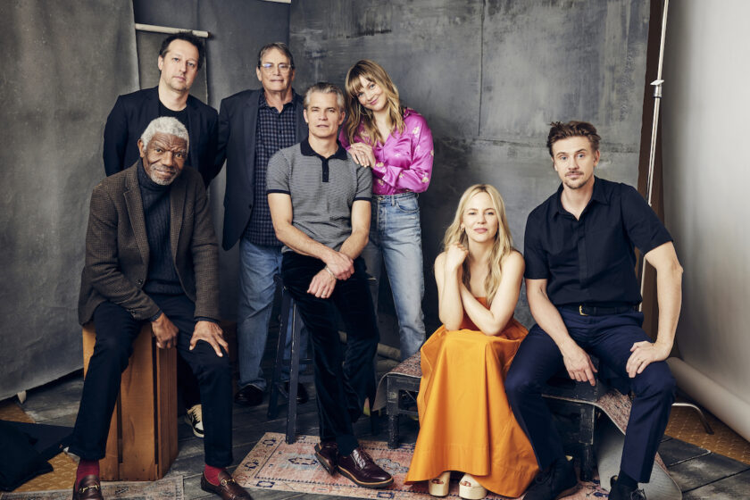PASADENA, CALIFORNIA - JANUARY 12: (L-R) Vondie Curtis-Hall, Dave Andron, Mike Dinner, Timothy Olyphant, Vivian Olyphant, Adelaide Clemens and Boyd Holbrook of FX's 'Justified: City Primeval' pose for TV Guide Magazine during the 2023 Winter Television Critics Association Press Tour at The Langham Huntington, Pasadena on January 12, 2023 in Pasadena, California.