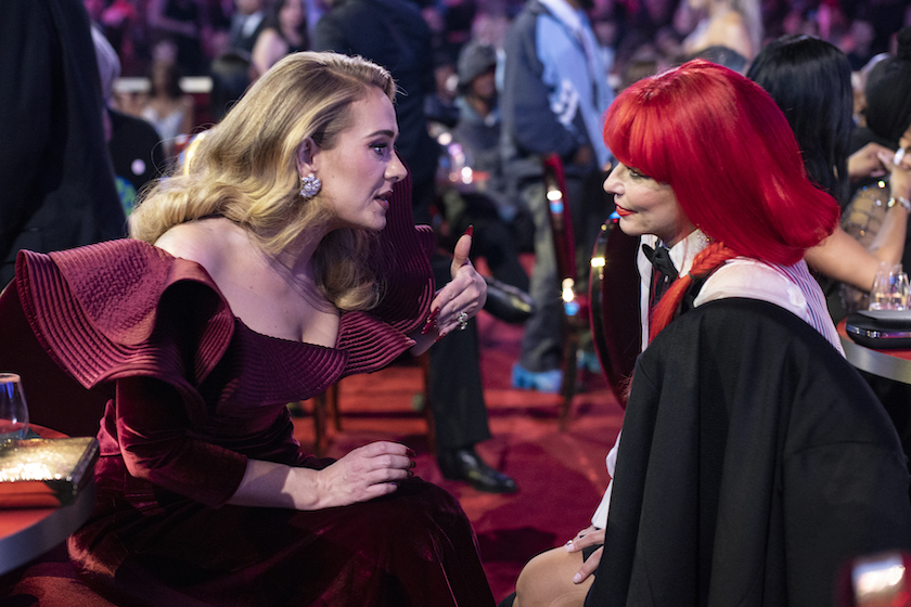 LOS ANGELES, CALIFORNIA - FEBRUARY 05: Adele and Shania Twain seen during the 65th GRAMMY Awards at Crypto.com Arena on February 05, 2023 in Los Angeles, California. 