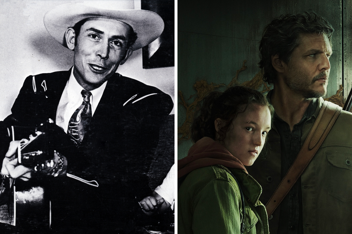 Hank Williams/ Pedro Pascal and Bella Ramsey in "The Last of Us"