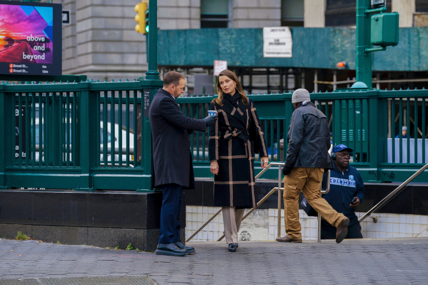 Donnie Wahlberg as Danny Reagan and Bridget Moynahan as Erin Reagan Boyle in "Blue Bloods" Season 14, Episode 1.