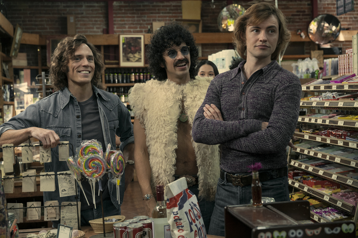 Sam Claflin, Sebastian Chacon and Will Harrison in "Daisy Jones & the Six." Lacey Terrell/ Prime Video