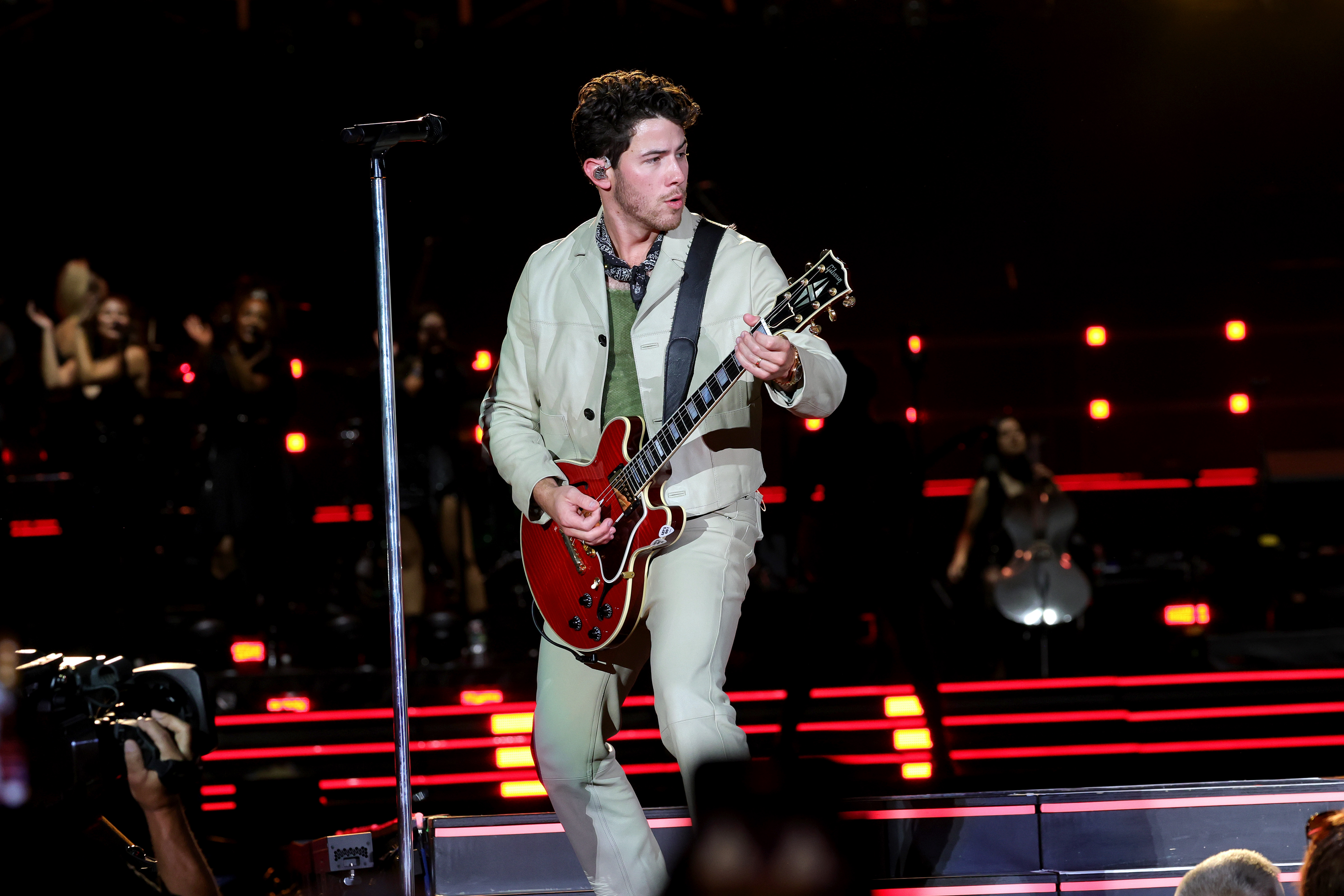 NEW YORK, NEW YORK - AUGUST 13: Nick Jonas performs onstage during Jonas Brothers 