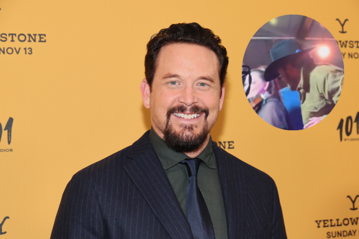 NEW YORK, NEW YORK - NOVEMBER 03: Cole Hauser attends Paramount's "Yellowstone" Season 5 New York Premiere at Walter Reade Theater on November 03, 2022 in New York City plus a screengrab of Hauser's viral dance moves,