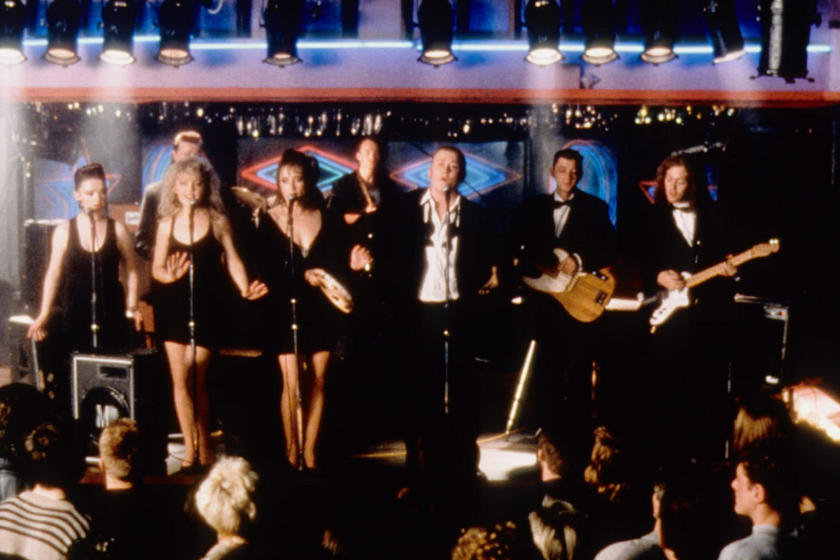 Angeline Ball, Dave Finnegan, Bronagh Gallagher, F&eacute;lim Gormley, Glen Hansard, Maria Doyle Kennedy, Ken McCluskey, and Andrew Strong in The Commitments (1991)