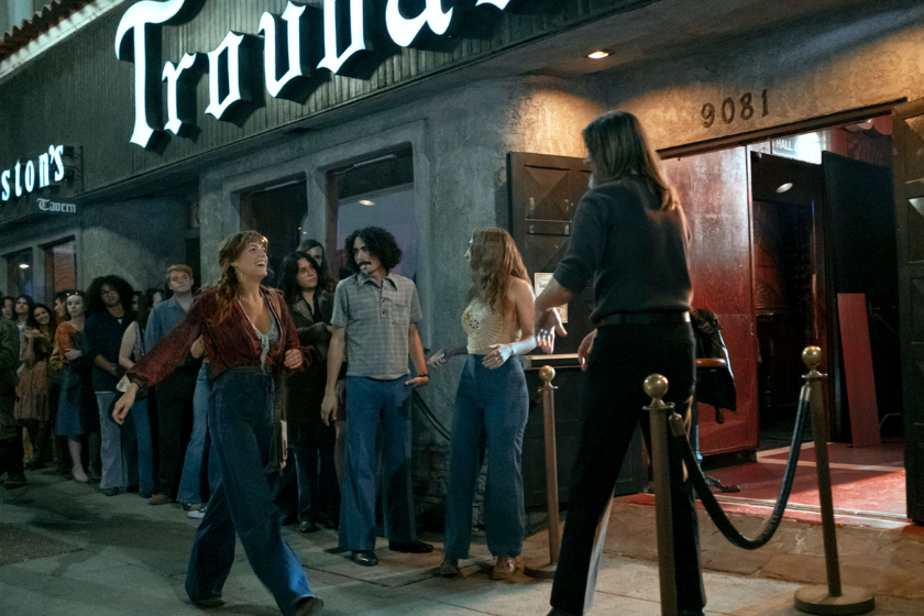 Riley Keough as Daisy Jones arriving at the Troubador