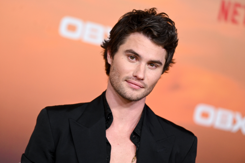 Chase Stokes at the Los Angeles premiere of "Outer Banks" season 3 held at Regency Village Theatre on February 16, 2023 in Los Angeles, California