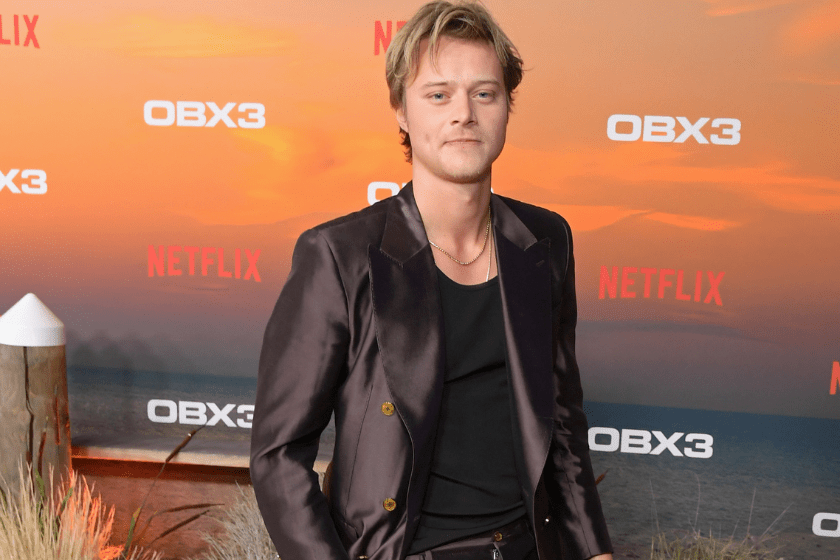 Rudy Pankow attends the Netflix Premiere of Outer Banks Season 3 at Regency Village Theatre on February 16, 2023 in Los Angeles, California