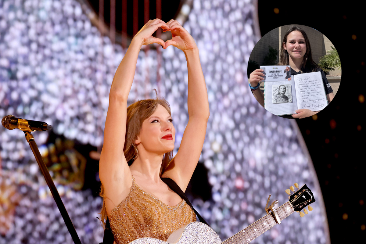 GLENDALE, ARIZONA - MARCH 18: Editorial use only and no commercial use at any time. No use on publication covers is permitted after August 9, 2023. Taylor Swift performs onstage during "Taylor Swift | The Eras Tour" at State Farm Stadium on March 18, 2023 in Swift City, ERAzona (Glendale, Arizona). The city of Glendale, Arizona was ceremonially renamed to Swift City for March 17-18 in honor of The Eras Tour and screengrab of an ABC 15 report.