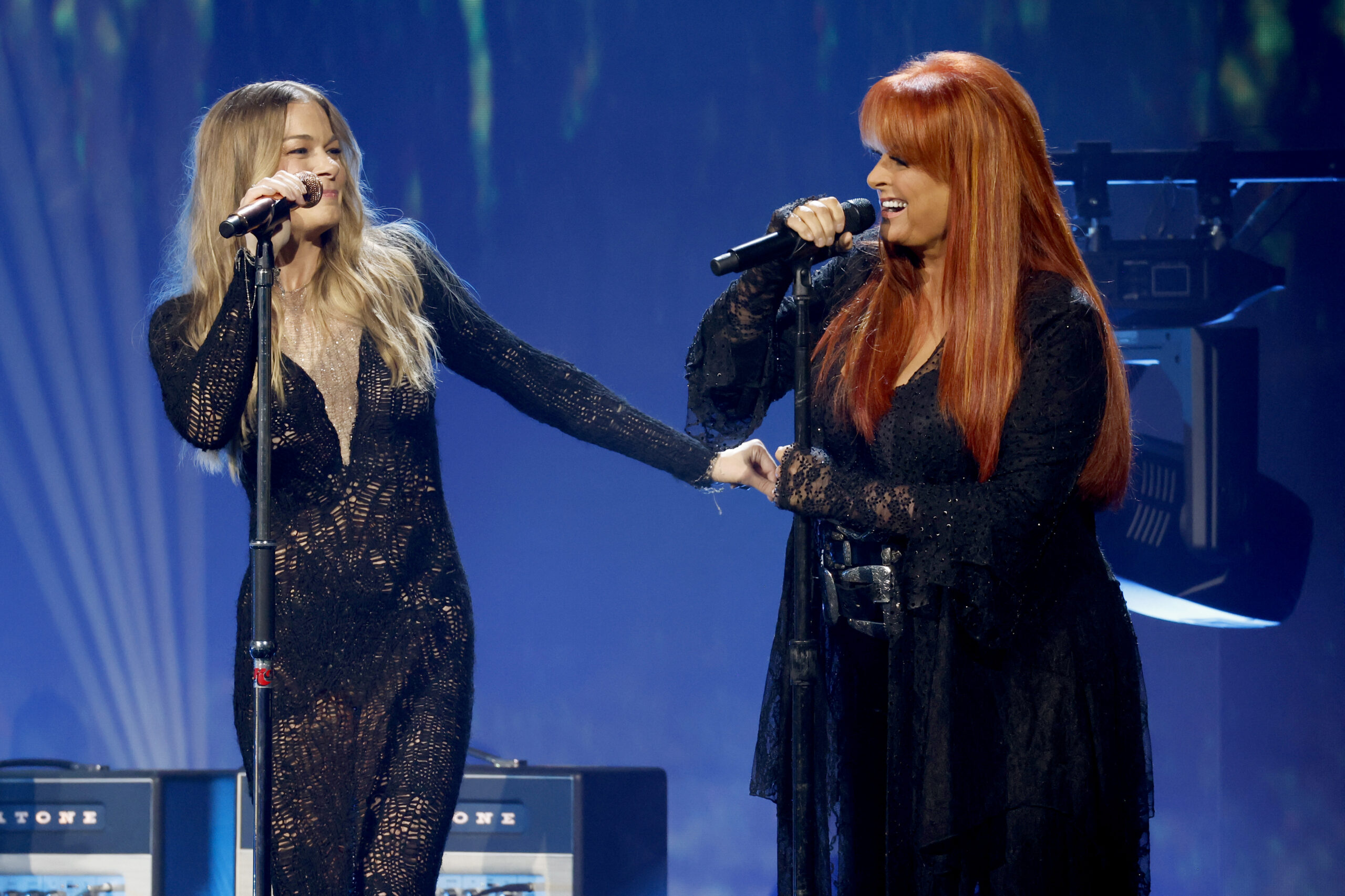 AUSTIN, TEXAS - APRIL 02: LeAnn Rimes and Wynonna Judd perform onstage during the 2023 CMT Music Awards at Moody Center on April 02, 2023 in Austin, Texas.