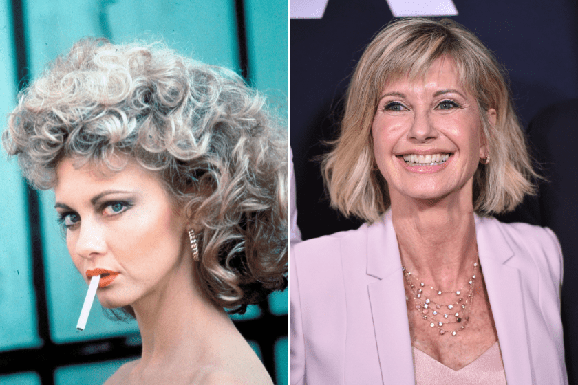 Olivia Newton-John on the set of Grease, directed by Randal Kleiser, 1978 / Olivia Newton-John attends the Academy Presents "Grease" (1978) 40th Anniversary at the Samuel Goldwyn Theater on August 15, 2018 in Beverly Hills, California