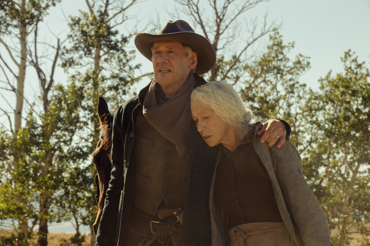 Harrison Ford as Jacob Dutton and Helen Mirren as Cara Dutton of the Paramount+ series 1923