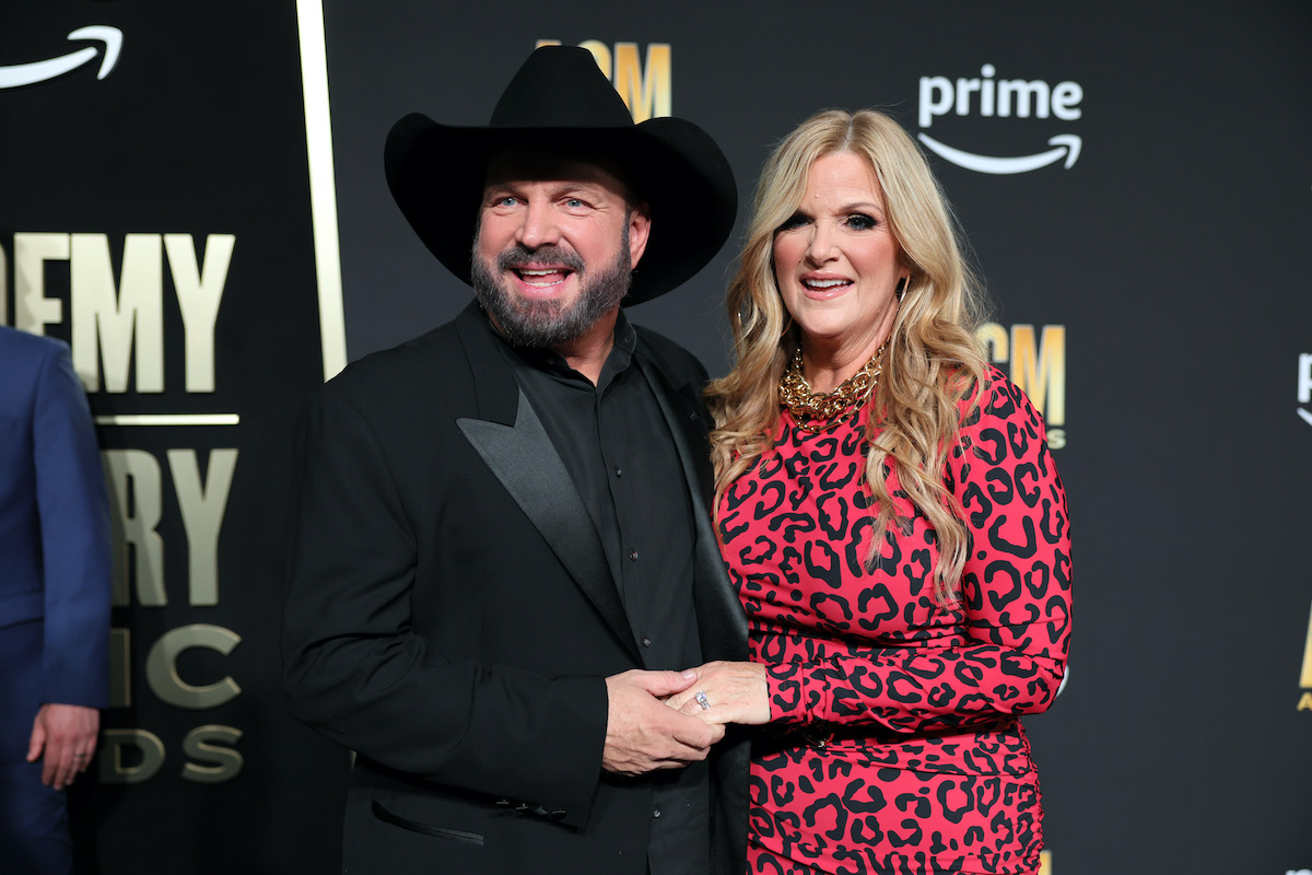 FRISCO, TEXAS - MAY 11: (L-R) Garth Brooks and Trisha Yearwood attend the 58th Academy Of Country Music Awards at The Ford Center at The Star on May 11, 2023 in Frisco, Texas.