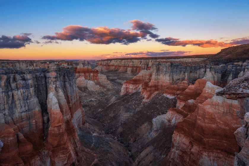 Sunset at the Coal Mine Canyon located near Tuba City in Arizona