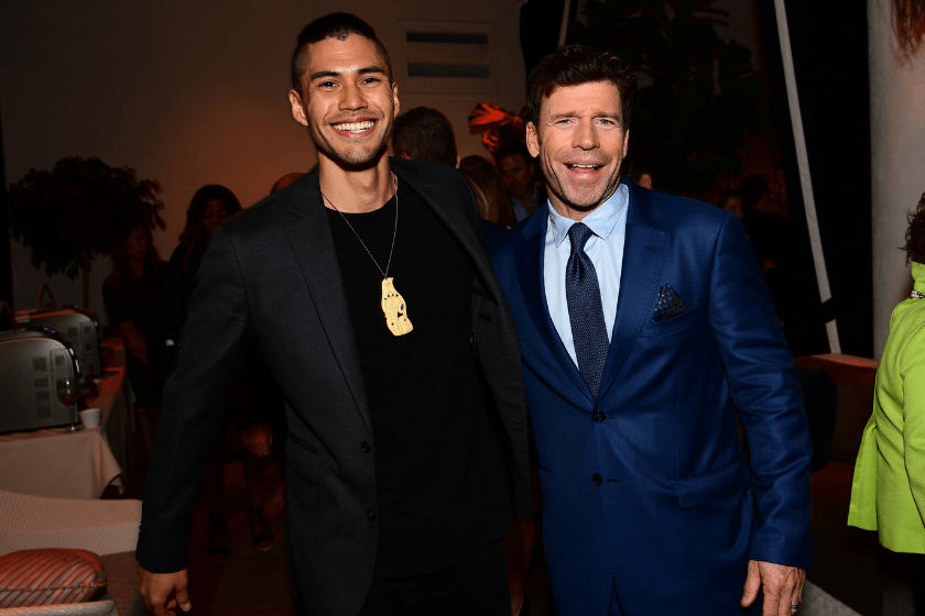 Martin Sensmeier (L) and writer/director Taylor Sheridan attend a cocktail party for "Wind River" at Circa 55 Restaurant on December 2, 2017 in Los Angeles, California
