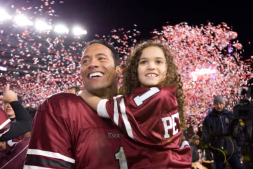 Dwayne Johnson and Madison Pettis in The Game Plan (2007)