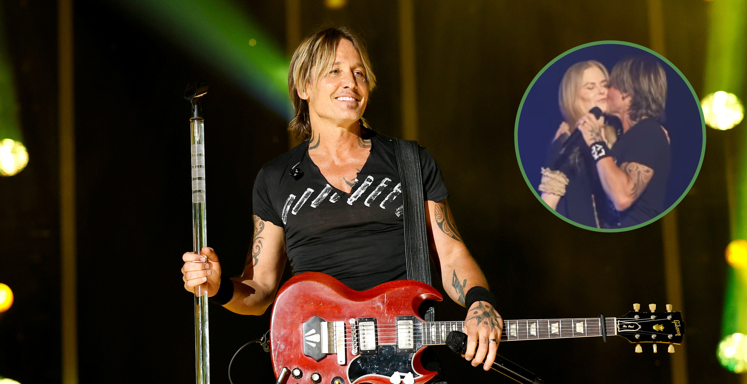 NASHVILLE, TENNESSEE - JUNE 09: Keith Urban performs on stage during day two of CMA Fest 2023 at Nissan Stadium on June 09, 2023 in Nashville, Tennessee and screengrab from Nicole Kidman's Instagram account.