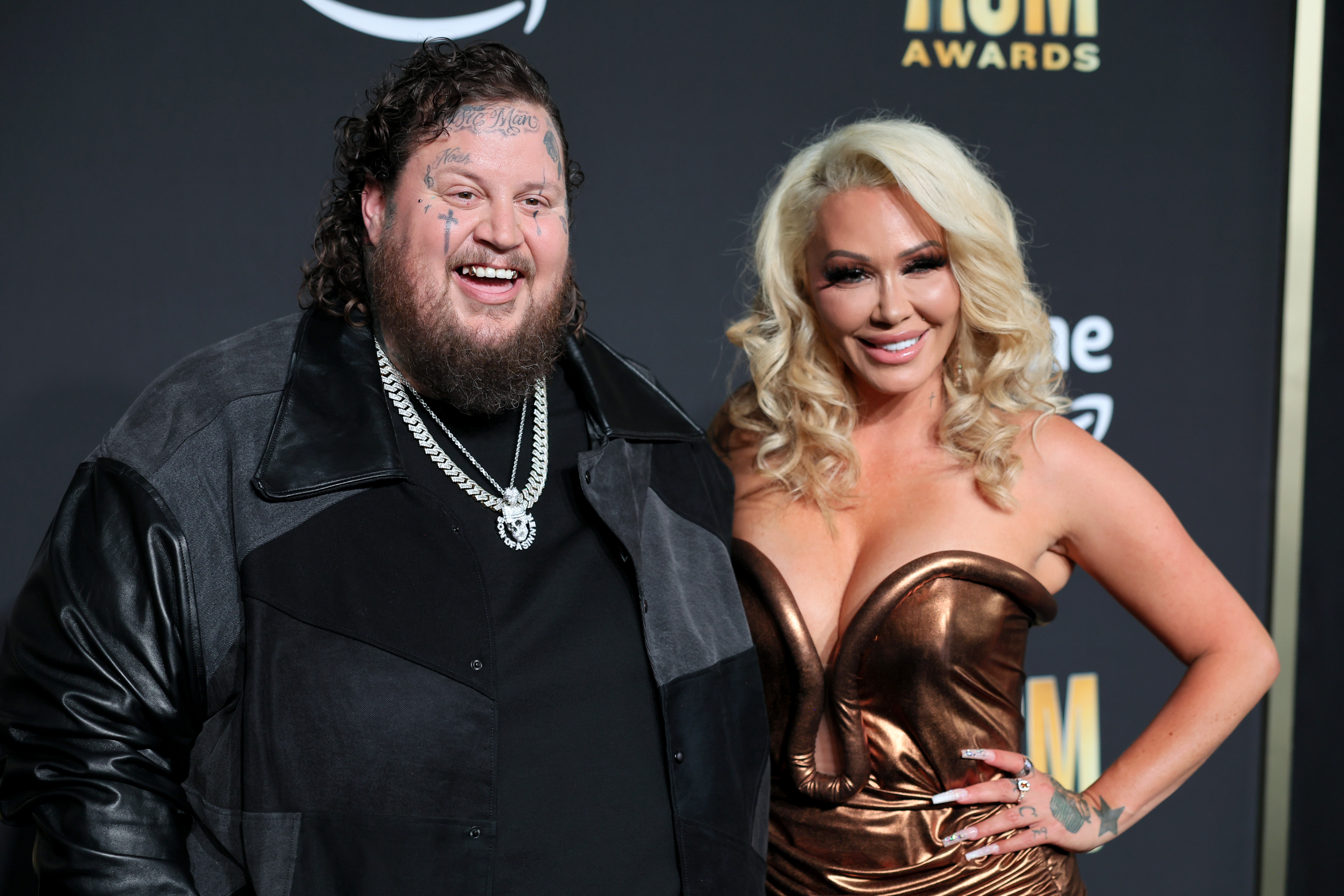 FRISCO, TEXAS - MAY 11: (L-R) Jelly Roll and Bunnie Xo attend the 58th Academy Of Country Music Awards at The Ford Center at The Star on May 11, 2023 in Frisco, Texas. 