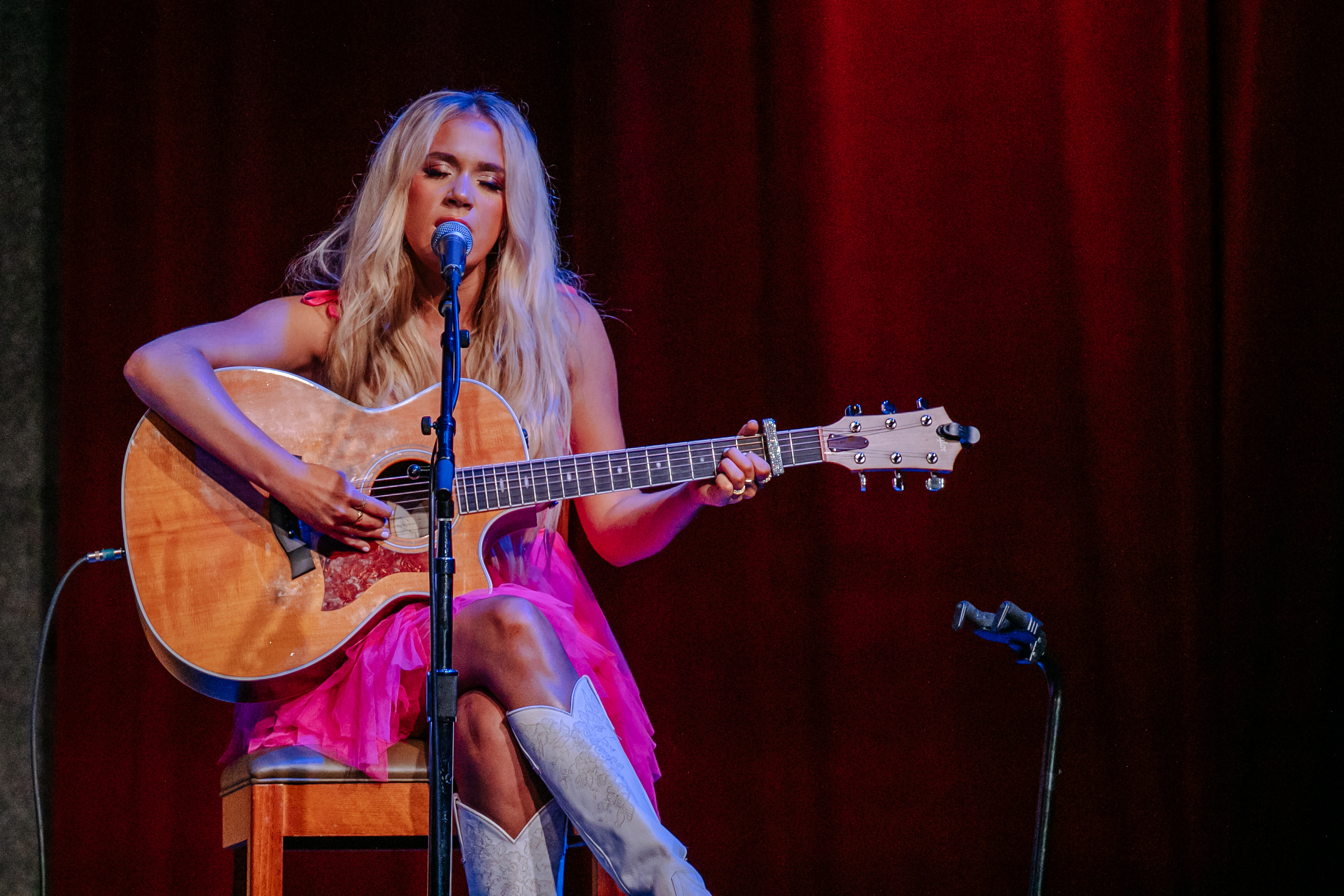 NASHVILLE, TENNESSEE - JULY 18: Megan Moroney performs at CMT's Next Women of Country Showcase at City Winery Nashville on July 18, 2023 in Nashville, Tennessee. 
