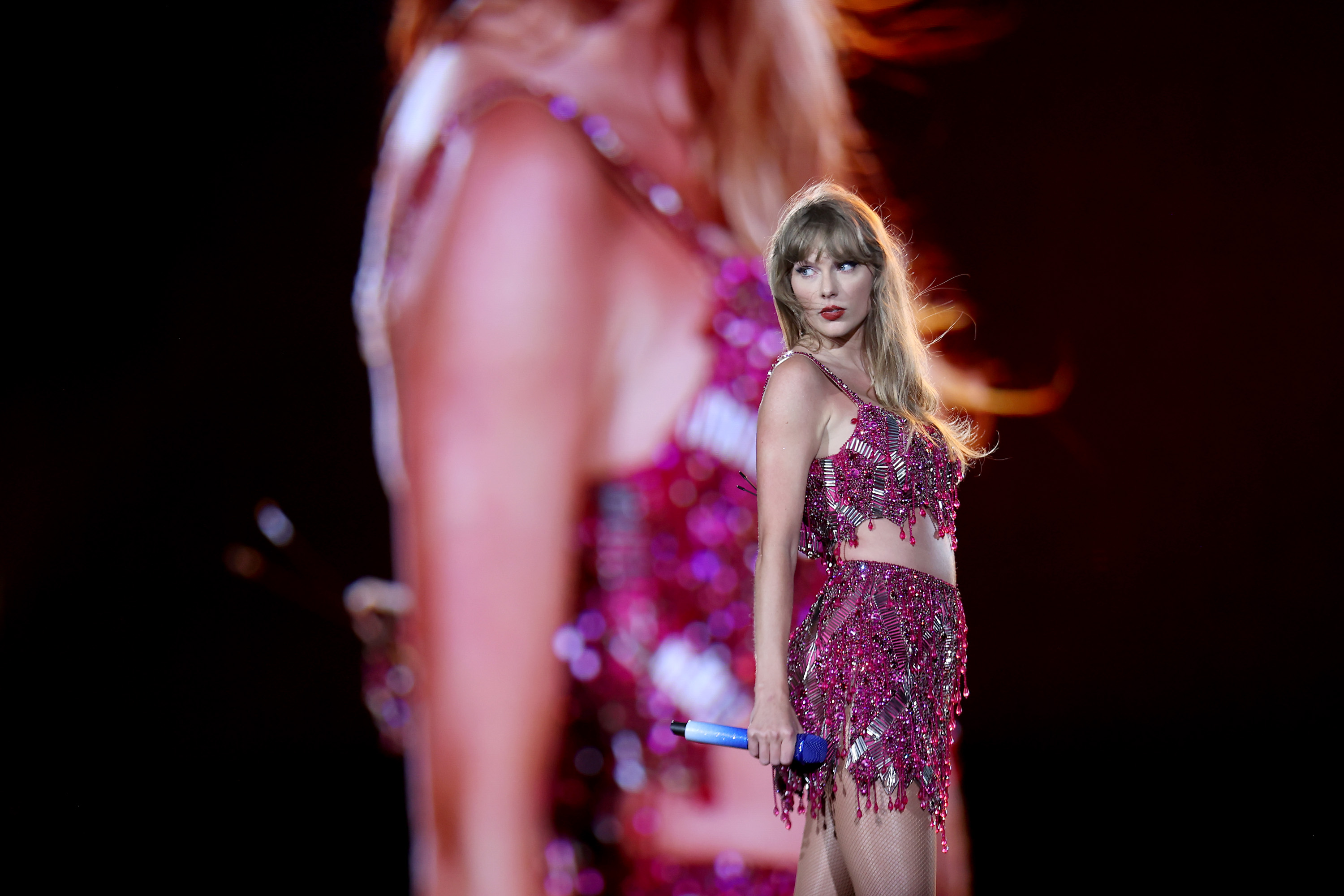 SEATTLE, WASHINGTON - JULY 22: EDITORIAL USE ONLY Taylor Swift performs onstage during the Taylor Swift | The Eras Tour at Lumen Field on July 22, 2023 in Seattle, Washington.