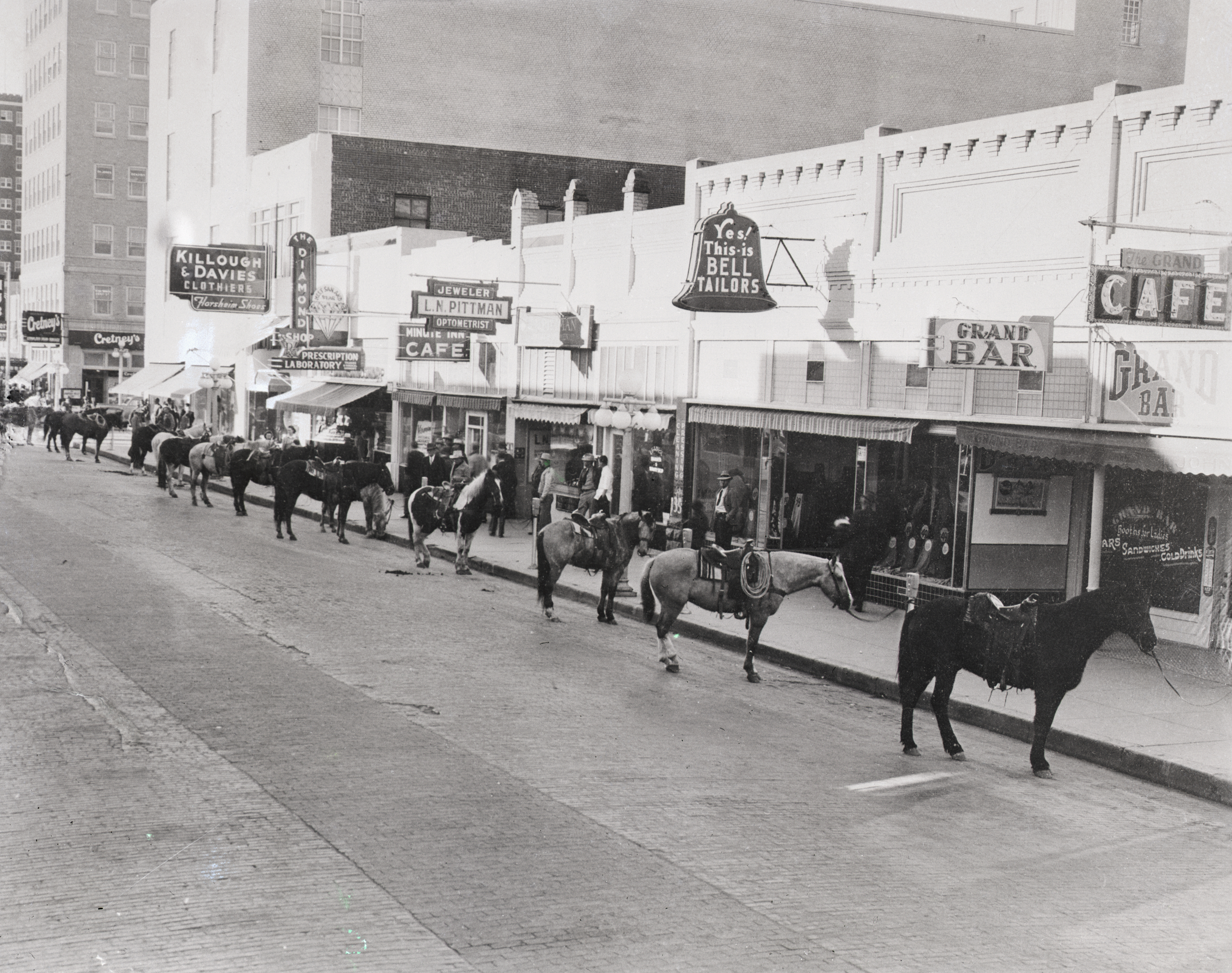 (Original Caption) 1/28/42-Amarillo, Texas: Forty Amarillo businessmen rode horse to work 
