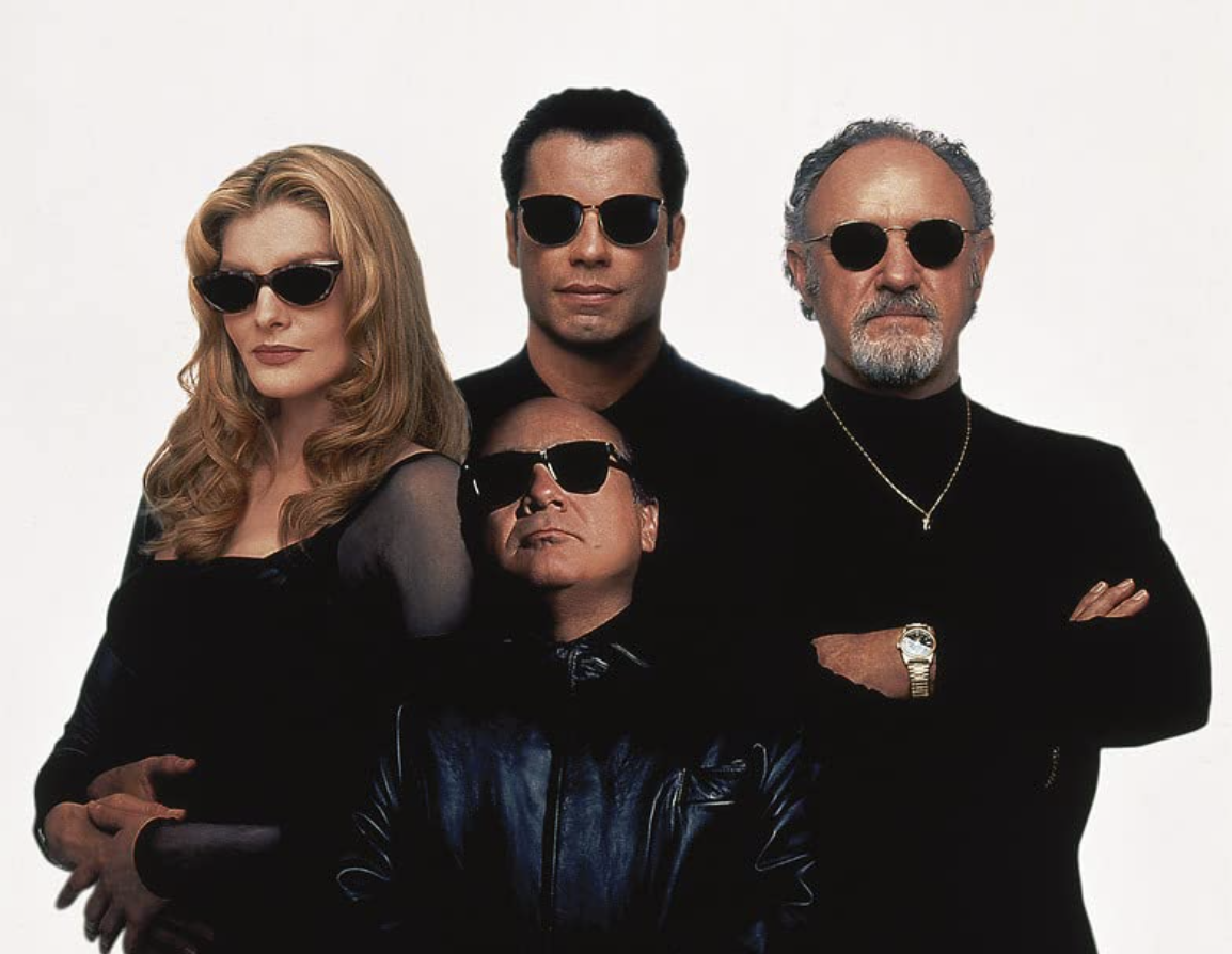 John Travolta, Danny DeVito, Gene Hackman, and Rene Russo in Get Shorty (1995)