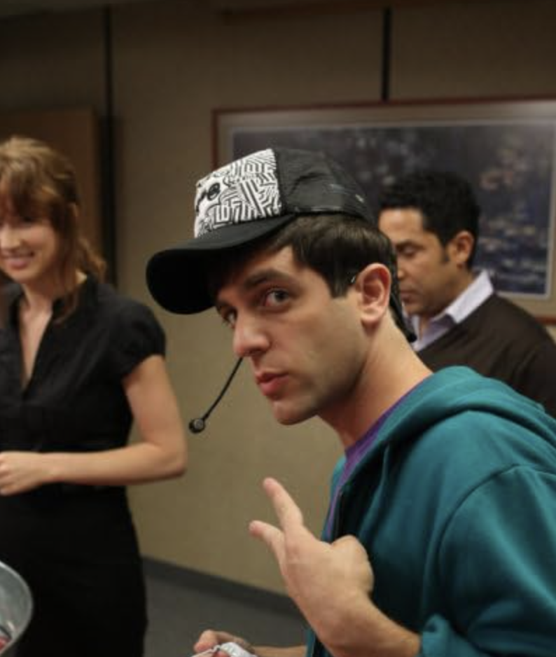 B.J. Novak, Oscar Nu&ntilde;ez, and Ellie Kemper in The Office (2005)