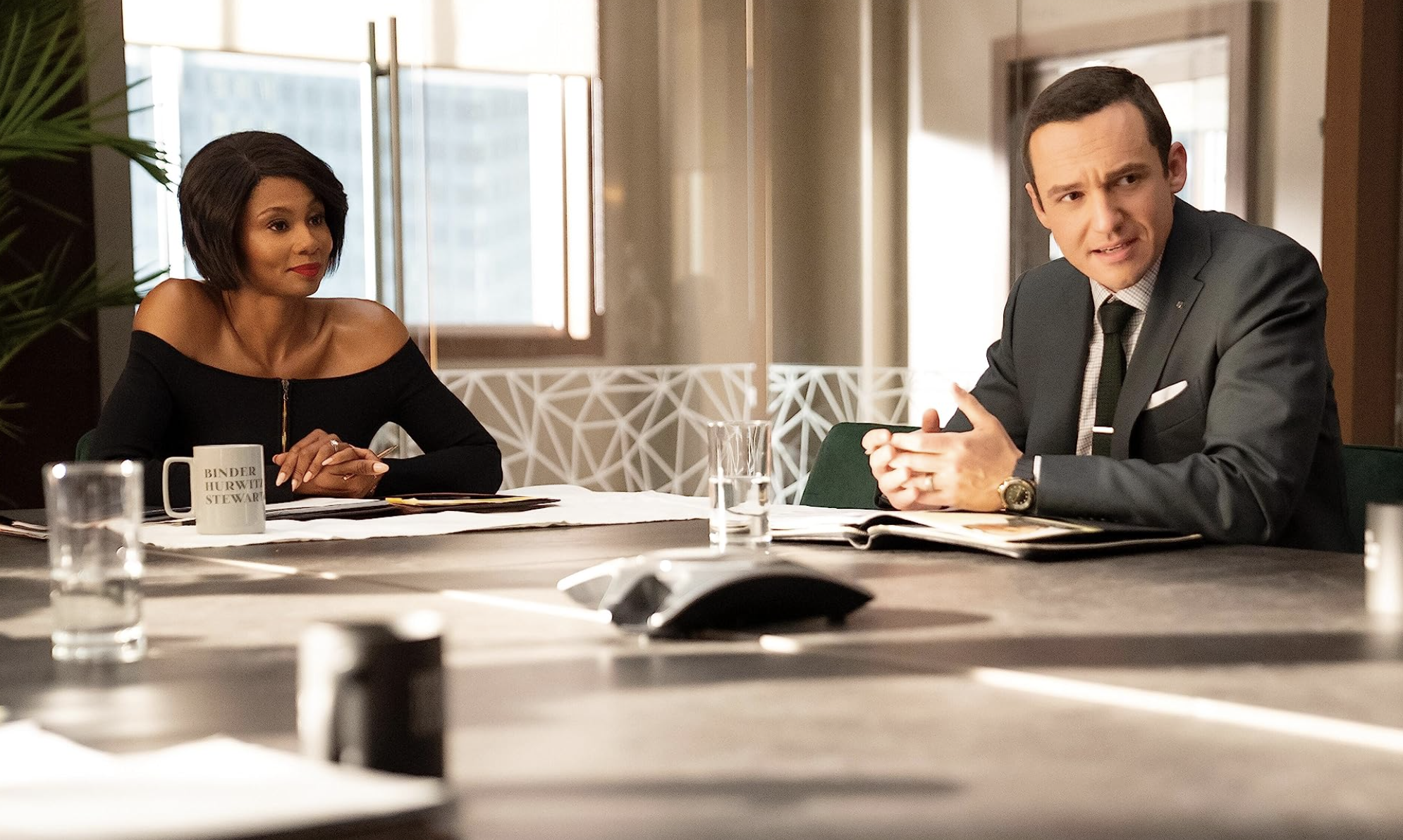 Christopher Cassarino and Emayatzy Corinealdi in the Hulu legal drama, Reasonable Doubt.
