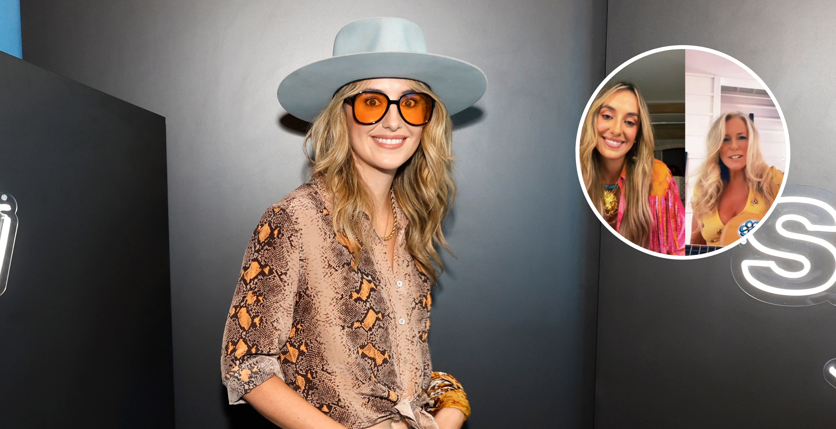 NASHVILLE, TENNESSEE - JULY 11: Singer & songwriter Lainey Wilson visits SiriusXM Studios on July 11, 2023 in Nashville, Tennessee and screengrab from Wilson's TikTok response to Deana Carter.