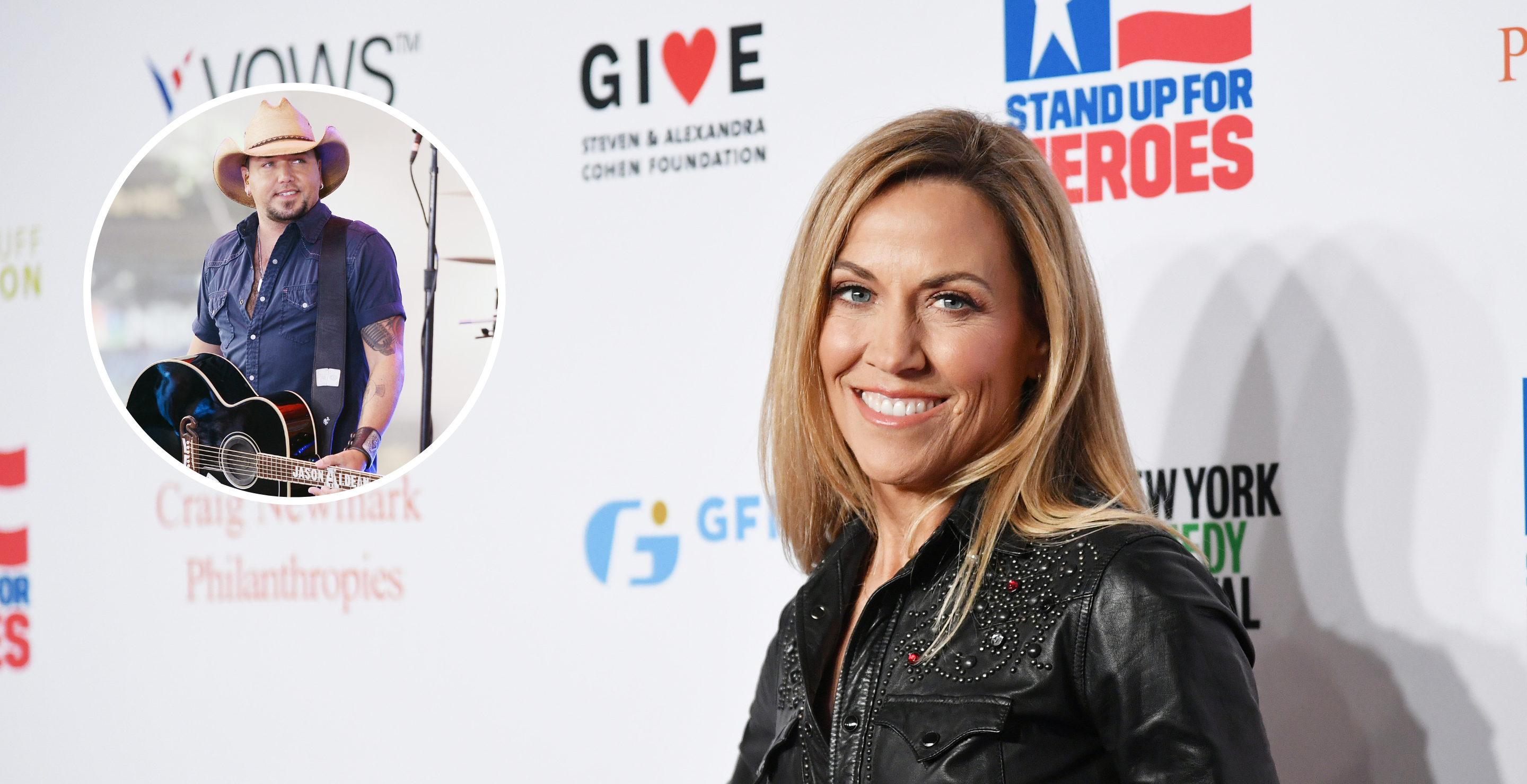 NEW YORK, NEW YORK - NOVEMBER 04: Sheryl Crow attends the 13th annual Stand Up for Heroes to benefit the Bob Woodruff Foundation at The Hulu Theater at Madison Square Garden on November 04, 2019 in New York City and NEW YORK, NY - JULY 31: Jason Aldean performs on NBC's "Today" at Rockefeller Plaza on July 31, 2015 in New York City.