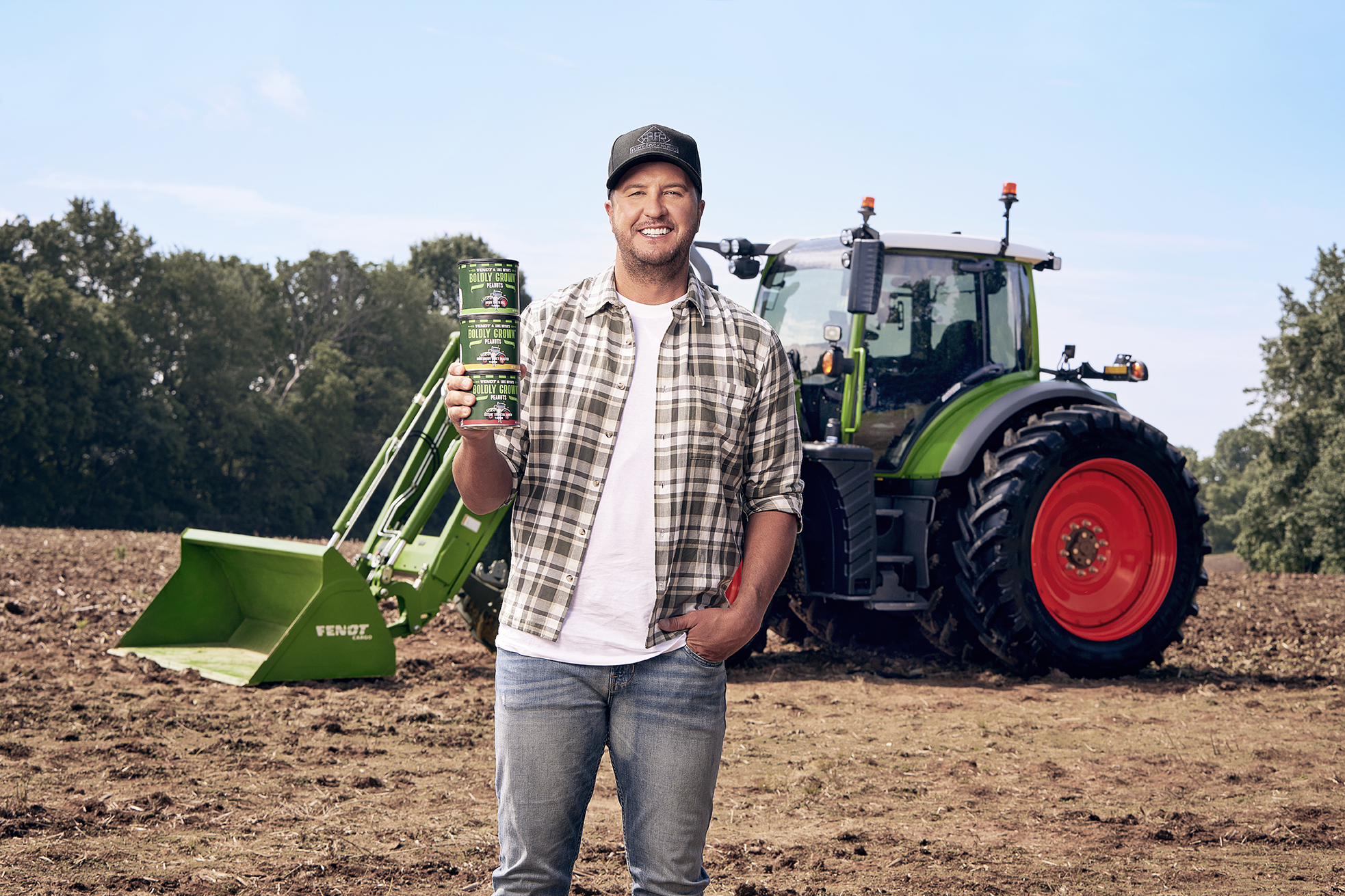Press shot for Luke Bryan's peanut partnership with Fendt.