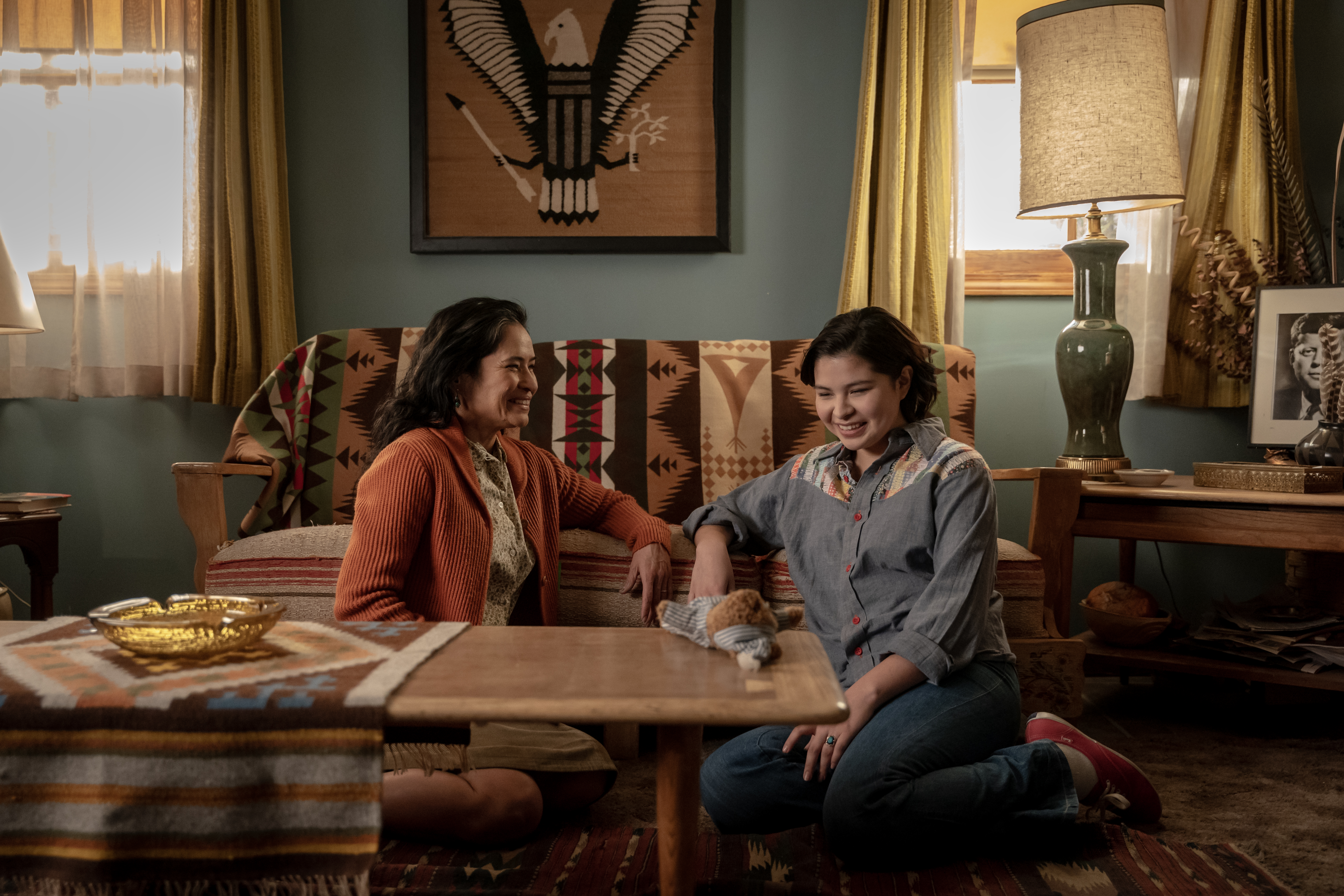 Deanna Allison as Emma Leaphorn and Elva Guerra as Sally Growing Thunder - Dark Winds _ Season 2, Episode 5