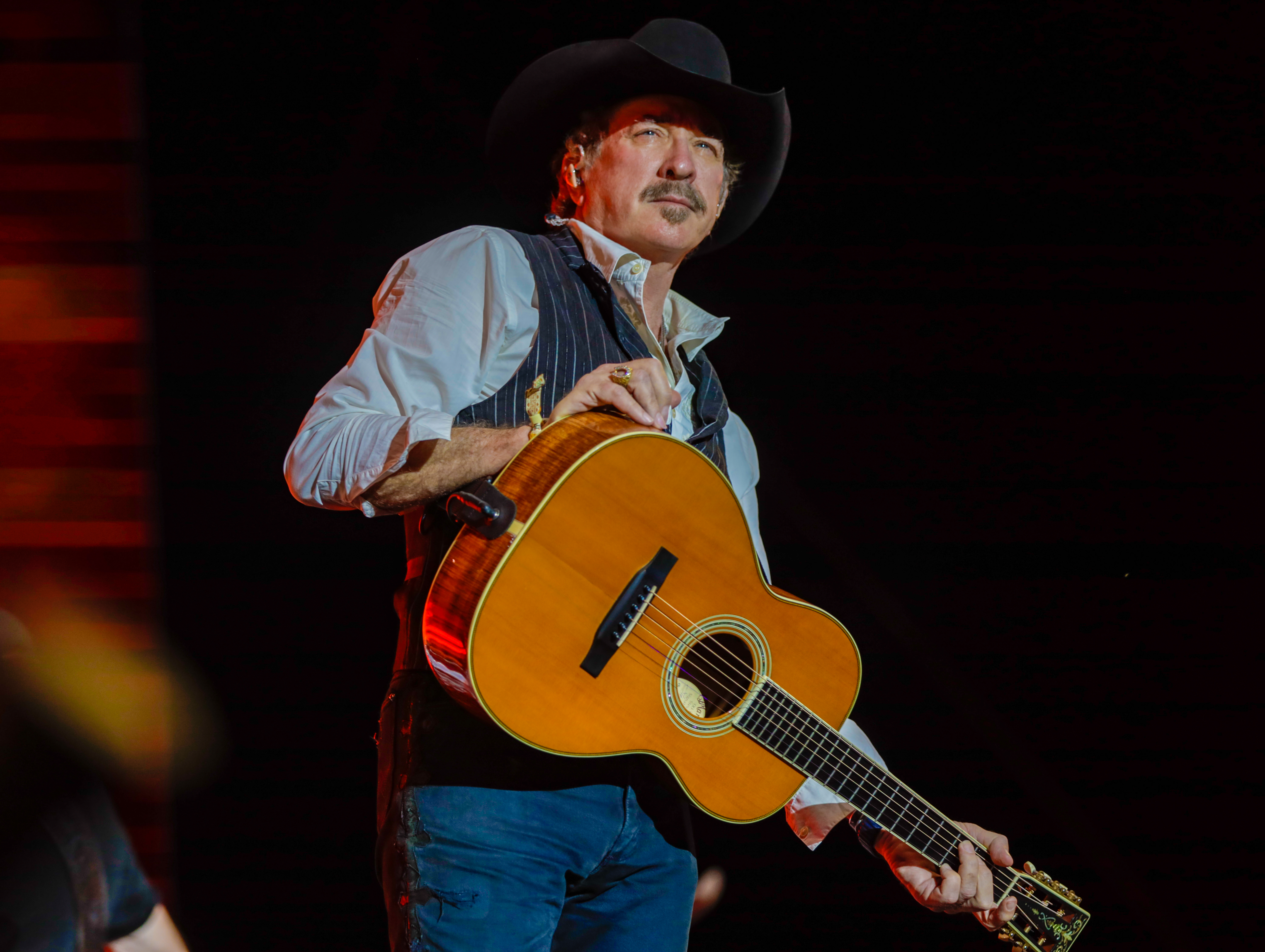 Indio, CA - April 30: Kix Brooks of Brooks & Dunn performs on the Mane Stage at the three-day Stagecoach Country Music Festival at the Empire Polo Club in Indio Sunday, April 30, 2023.  Stagecoach is billed as the largest country music festival in the world. 