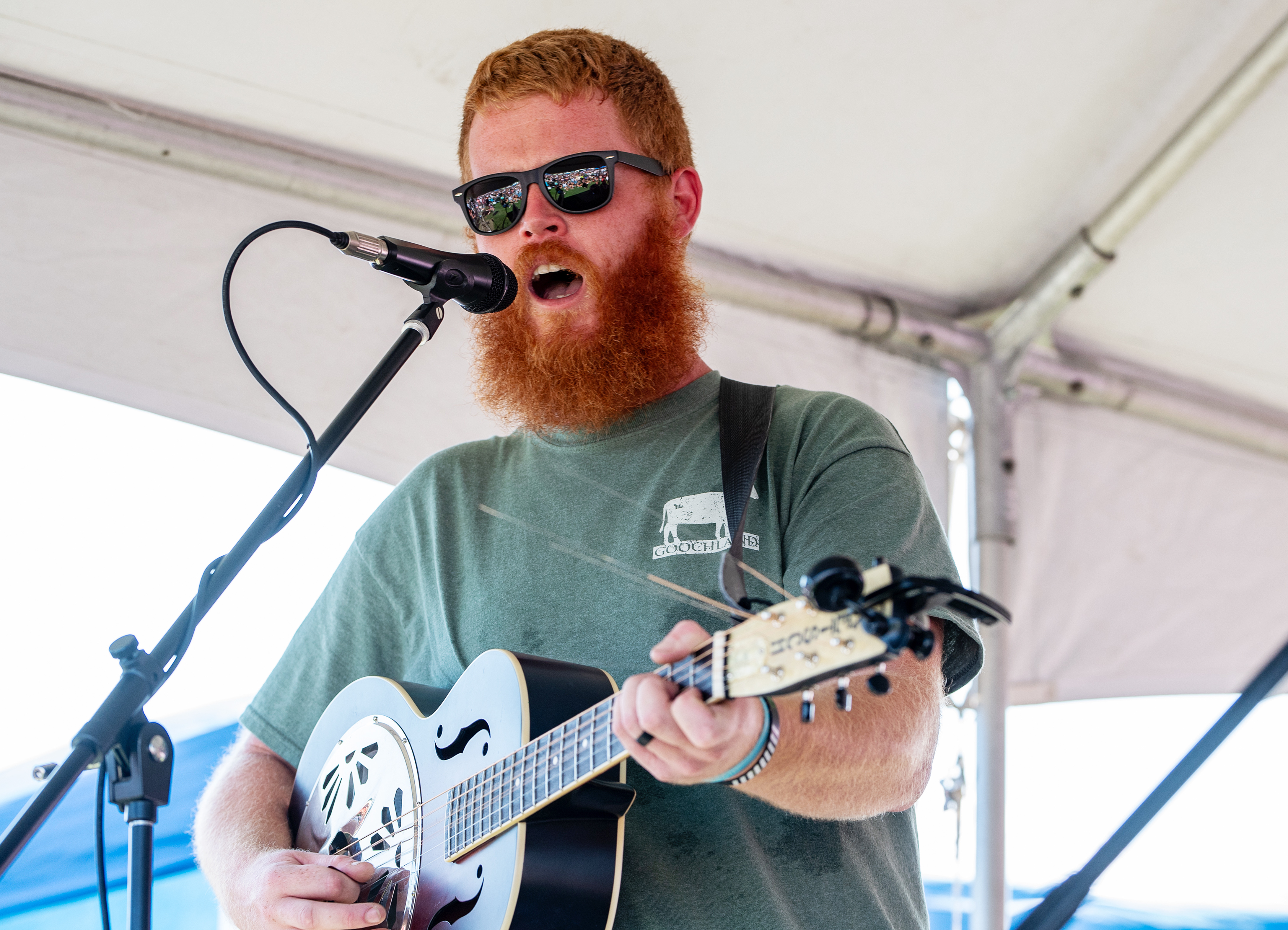 Oliver Anthony performs at the Oliver Anthony concert at the Eagle Creek Golf Club on August 19, 2023 in Moyock, North Carolina